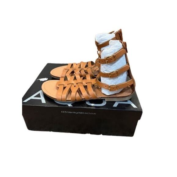 AQUA “Emil” Leather Strappy Gladiator Sandals in Cognac Brown – NWOT – Size 7 - Picture 5 of 9